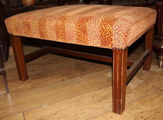 A George III style mahogany dressing stool, W.70cm